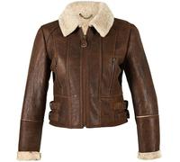 Eastern Counties Leather Womens/Ladies Ella Cropped Sheepskin Flying Jacket - Brick Forest - 12 - Brick Forest