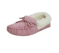 Eastern Counties Leather Women's Soft Sole Wool Lined Moccasins - Pink - 9 UK - Pink - 90% Suede/10% Wool