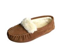 Eastern Counties Leather Women's Zoe Plush Lined Moccasins - Camel - 3 UK - Camel - 80% Suede/10% TPR/10% Fabric
