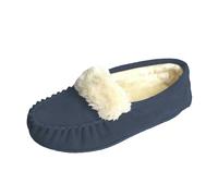 Eastern Counties Leather Women's Zoe Plush Lined Moccasins - Navy - 5 UK - Navy - 80% Suede/10% TPR/10% Fabric