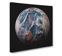 Eastern Hemisphere of Earth Canvas Print | Gallery Wrapped 30mm Frame Wall Art | 14x14 inches | Ready to Hang | Modern Picture | Living Room Bedroom Lounge Office