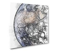 Eastern Hemisphere of Planet Earth Sketch Canvas Print | Gallery Wrapped 30mm Frame Wall Art | 20x20 inches | Ready to Hang | Modern Space Picture | Living Room Bedroom Lounge Office