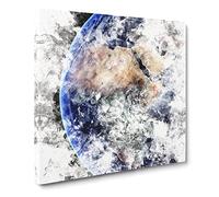 Eastern Hemisphere of Planet Earth Watercolour Canvas Print | Gallery Wrapped 30mm Frame Wall Art | 20x20 inches | Ready to Hang | Modern Space Picture | Living Room Bedroom Lounge Office