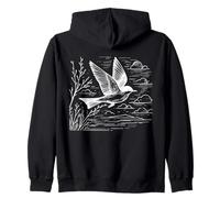 Eastern Kingbird Line Art Birdwatcher Zip Hoodie