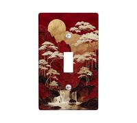 Eastern Landscape Light Switch Cover Plates/Outlet Covers, Red Moonlit Mountains with Golden Trees for Home Decor, Thermoplastic Wall Plates, Standard Size Single Toggle
