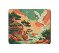 Eastern Landscape Washer Dryer Top Protector Mat, Vintage Asian Style Laundry Room Cover, Spring Inspired Rubber Anti-slip Waterproof Mats 20x24 Inch