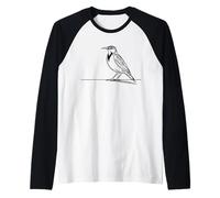 Eastern Meadowlark Line Art Birdwatcher Raglan Baseball Tee