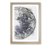 Eastern Pacific Ocean of Earth in Abstract Framed Print | A2 Oak Framed Wall Art | Ready to Hang | Abstract Nautical Picture | Living Room Bedroom Lounge Office