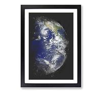 Eastern Pacific Ocean of Earth Paint Splash Framed Print | A2 Black Framed Wall Art | Ready to Hang | Modern Nautical Picture | Living Room Bedroom Lounge Office