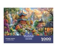 Eastern Paradise Great Gift Idea 1000 Piece Jigsaw Puzzle -Japanese Garden with Pavilion for Adults Men And Women Educational Game Challenge52x38cm/1000pcs