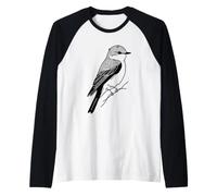 Eastern Phoebe Line Art Birdwatcher Raglan Baseball Tee