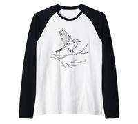 Eastern Phoebe Line Art Birdwatcher Raglan Baseball Tee