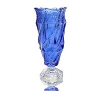 Eastern Rock Glass Flower vase 2.4lb 8.5inch,Bohemian Style, for Centerpieces,Wedding,Home Decor Glass Vase (Blue)