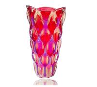 Eastern Rock Unbreakable Flower Glass Vase 3.5lb 9.5inch Sparkle vase Bohemian Style, for Centerpieces,Kitchen,Office, Living Room,Wedding,Perfect Home Decor Glass Vase (Sparkle red)