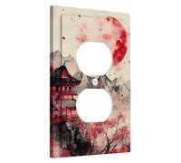Eastern Switch Cover Plates Red Moon Mountain Landscape for Home Decor Thermoplastic Wall Plates Standard Size Single Duplex Plug