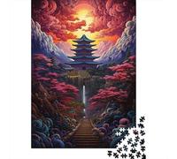 Eastern Temple Fantasy 1000 Piece Recycled Jigsaw Puzzle for Adults Reusable Stress Relief Challenging Brain Teaser 52x38cm/1000pcs