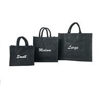 Eastern Thread Mill Jute Hessian Lunch Gift Shopping Bag - Black, Small, Medium, Large (2, Medium)
