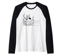 Eastern Towhee Line Art Birdwatcher Raglan Baseball Tee