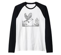 Eastern Towhee Line Art Birdwatcher Raglan Baseball Tee