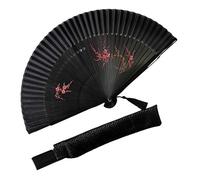 Eastern Wind Japanese Chinese fan Folding fan with Bamboo for Women,Hand fans for women Wedding 8.3" (Black)