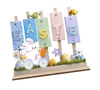 Easters Decors Wood Happy Easters Signs Block Tabletop Ornament Easter Bunnies Centerpieces Dining Room Kitchen Decors Centerpieces