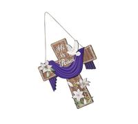 Easters Wooden Hanging Crosses Sign With Lilies Flower Designs For Religious Decors And Farmhouses Front Door Porch Wall