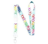 EASTEX Alphabet Lanyard Keychain with Buckle - Teacher Lanyards - ID Lanyards for Keys Badge Hall Pass - Back to School - ABC ID Card Holder Keychain for Students Kids Men Women Gifts (1 Lanyard)