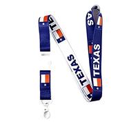 EASTEX Texas Lanyard Keychain - Texan Lanyards for Keys Badge ID Passport - ID Card Holder Keychain for Men Women Texans - State of Texas Gifts and Souvenirs - Back to School (1 Blue/White Lanyard)