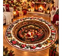 EastHedge 23.6/31.5/39.4/47.2IN 3d Christmas Rugs Optical Illusion Round Mat (A,120cm (47.2IN))