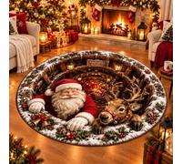 EastHedge 23.6/31.5/39.4/47.2IN 3d Christmas Rugs Optical Illusion Round Mat (B,120cm (47.2IN))