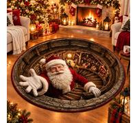 EastHedge 23.6/31.5/39.4/47.2IN 3d Christmas Rugs Optical Illusion Round Mat (C,120cm (47.2IN))
