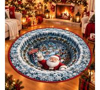 EastHedge 23.6/31.5/39.4/47.2IN 3d Christmas Rugs Optical Illusion Round Mat (D,120cm (47.2IN))