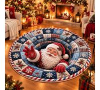 EastHedge 23.6/31.5/39.4/47.2IN 3d Christmas Rugs Optical Illusion Round Mat (G,120cm (47.2IN))