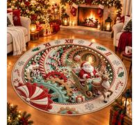 EastHedge 23.6/31.5/39.4/47.2IN 3d Christmas Rugs Optical Illusion Round Mat (H,120cm (47.2IN))