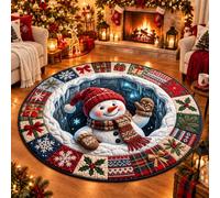 EastHedge 23.6/31.5/39.4/47.2IN 3d Christmas Rugs Optical Illusion Round Mat (J,120cm (47.2IN))