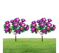 EastHedge Memorial Garden Bloom Lights - Solar-Powered & Weatherproof, Featuring Ultra-Realistic Artificial Petals, Solar Azalea Flowers Light, Flores Solares para Cementerio (2*Purple)