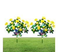 EastHedge Memorial Garden Bloom Lights - Solar-Powered & Weatherproof, Featuring Ultra-Realistic Artificial Petals, Solar Azalea Flowers Light, Flores Solares para Cementerio (2*Yellow)