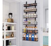 Eastherry Over The Door Pantry Organizer，6-Tier Over The Door Organizer with Adjustable Basket，Metal Hanging Pantry Organizers and Storage for Kitchen, Back of Door Seasoning Rack (Black)