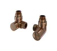 Eastlake 15mm Corner Radiator Valves Brushed Bronze