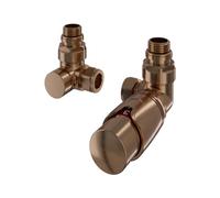 Eastlake 15mm Thermostatic Corner Radiator Valve & Lockshield Brushed Bronze