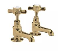 Eastlake Beaumont Brushed Brass Basin Pillar Taps