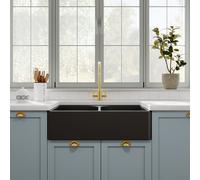 Eastlake Butler Double Bowl Fireclay Ceramic Kitchen Sink Black