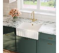 Eastlake Butler Single Bowl Fireclay Ceramic Kitchen Sink with Overflow 220 x 595mm