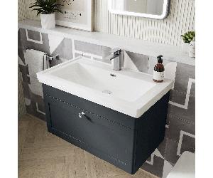 Eastlake Malvern Wall Hung Bathroom Vanity Unit with Basin - Black 500mm