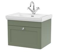 Eastlake Malvern Wall Hung Bathroom Vanity Unit with Basin - Satin Green 600mm