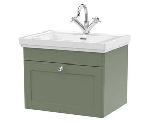 Eastlake Malvern Wall Hung Bathroom Vanity Unit with Basin - Satin Green 600mm