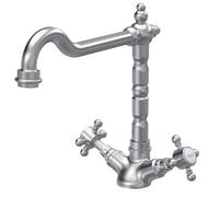 Eastlake Traditional Brushed Nickel French Classic Mono Kitchen Mixer Tap with Crosshead Levers