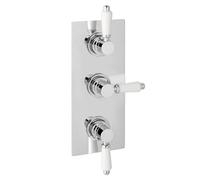 Eastlake Traditional Concealed Thermostatic Mixer Shower Valve Chrome &Diverter-Triple Outlet Square