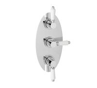 Eastlake Traditional Concealed Thermostatic Mixer Shower Valve Chrome - Twin Outlet, Round