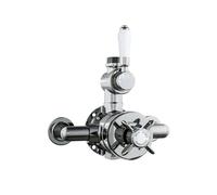 Eastlake Traditional Exposed Thermostatic Mixer Shower Valve Chrome - Twin Outlet, Flat Crosshead